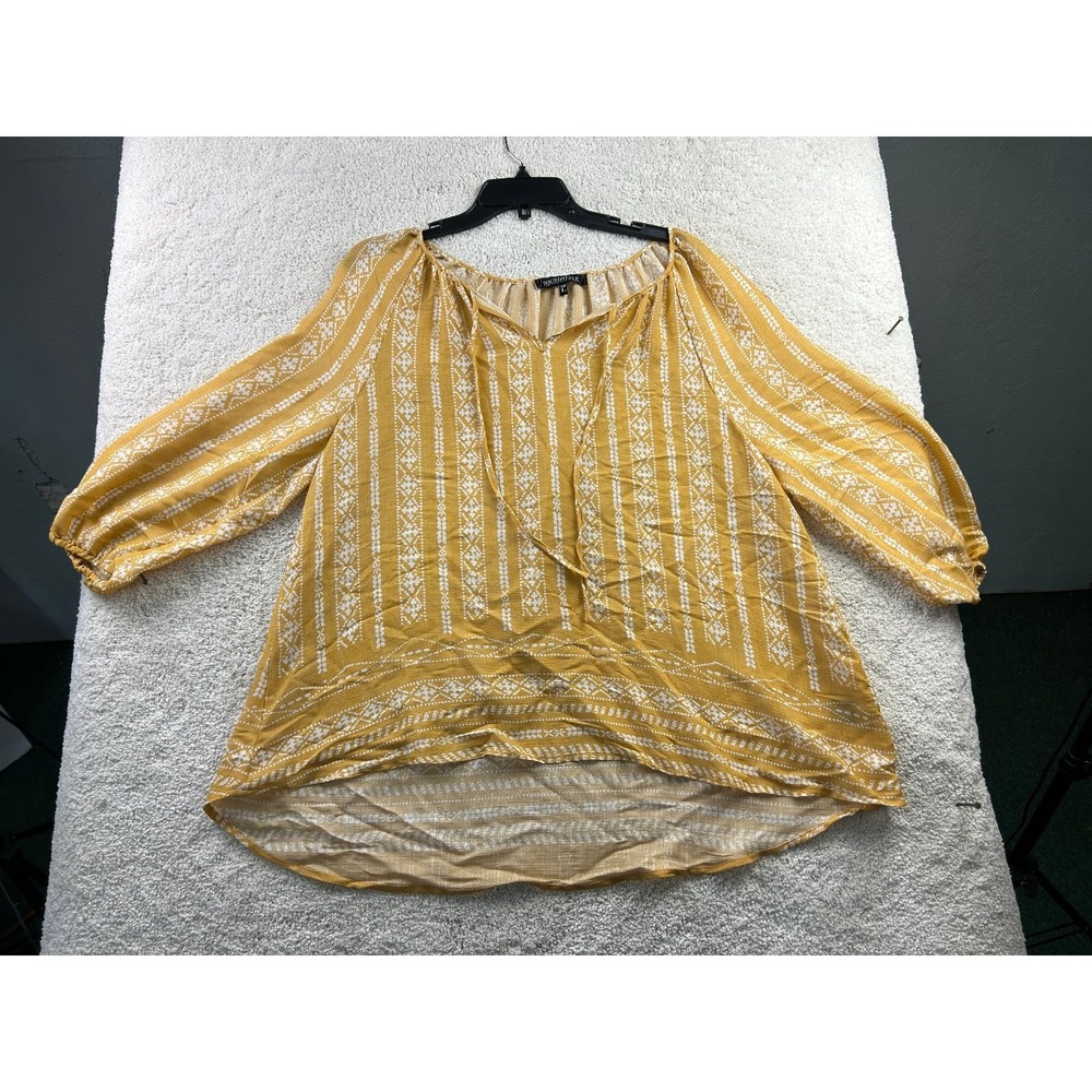 Soundstyle Women's Top Large Mustard Yellow Rayon Polyester Boho‎